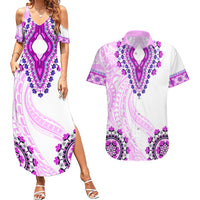 Africa Dashiki Couples Matching Summer Maxi Dress and Hawaiian Shirt With Polynesian Pattern Pink Version LT05 Pink - Polynesian Pride