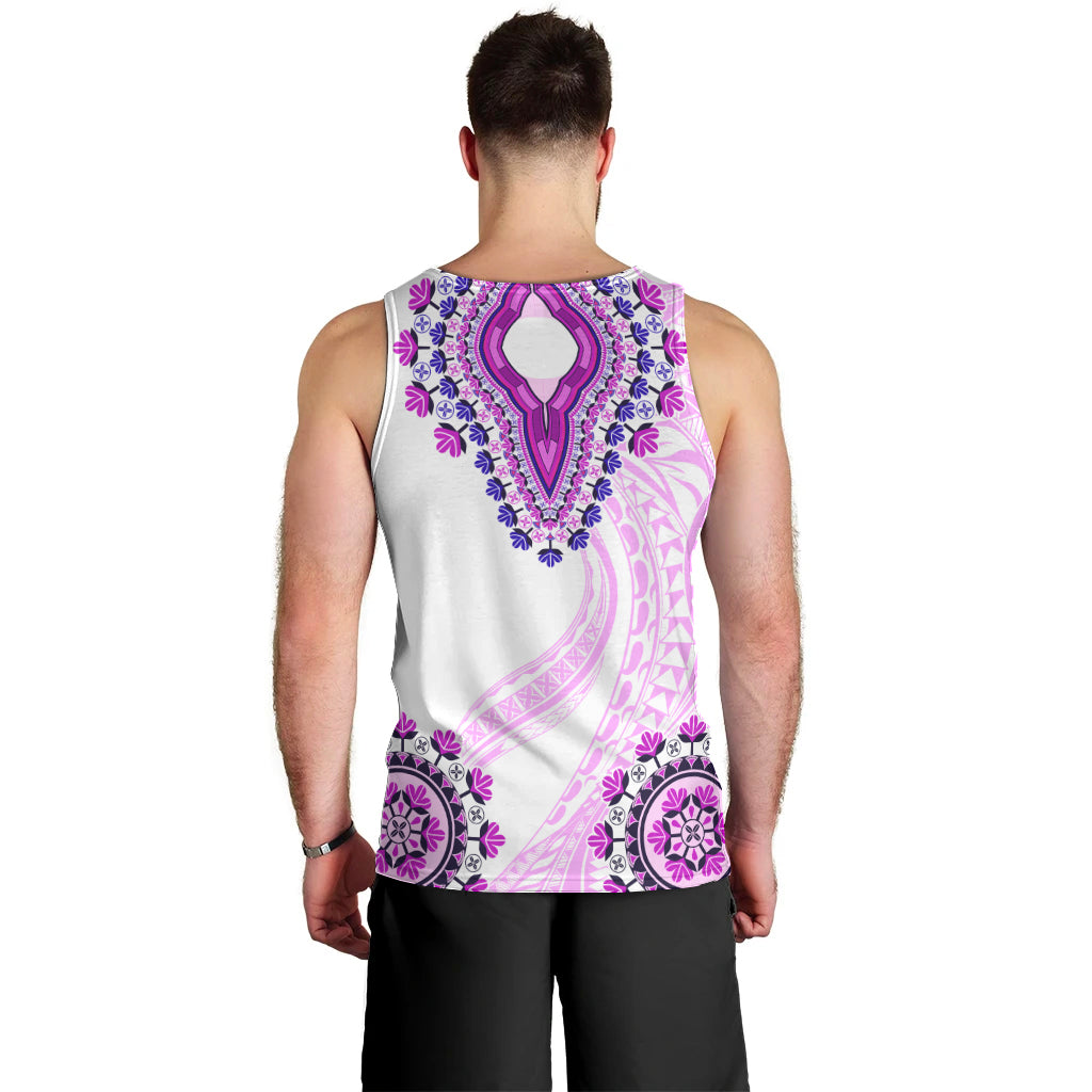 Africa Dashiki Men Tank Top With Polynesian Pattern Pink Version LT05 - Polynesian Pride