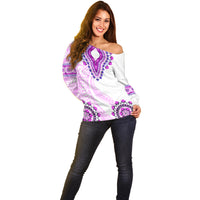 Africa Dashiki Off Shoulder Sweater With Polynesian Pattern Pink Version LT05 - Polynesian Pride