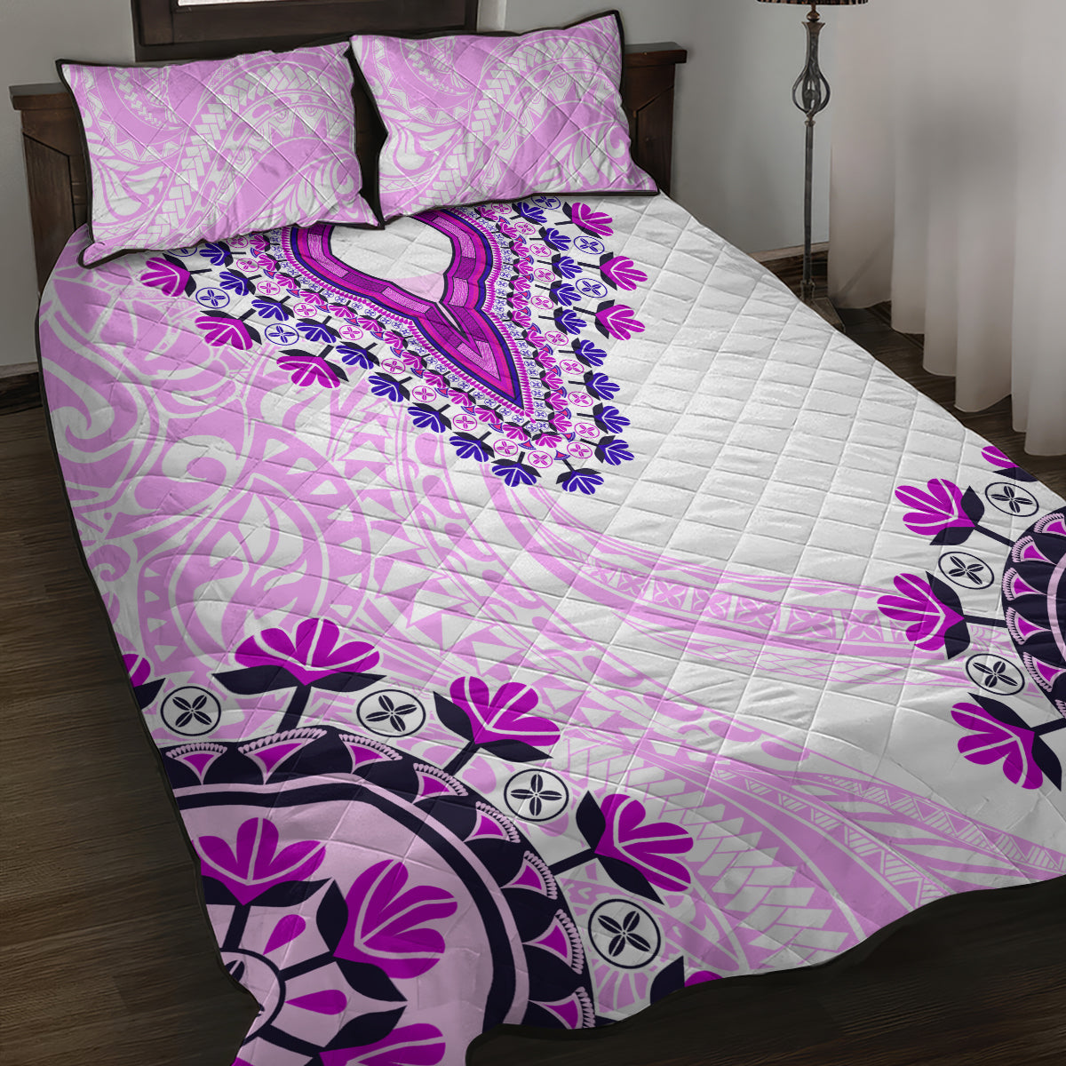 Africa Dashiki Quilt Bed Set With Polynesian Pattern Pink Version LT05 Pink - Polynesian Pride