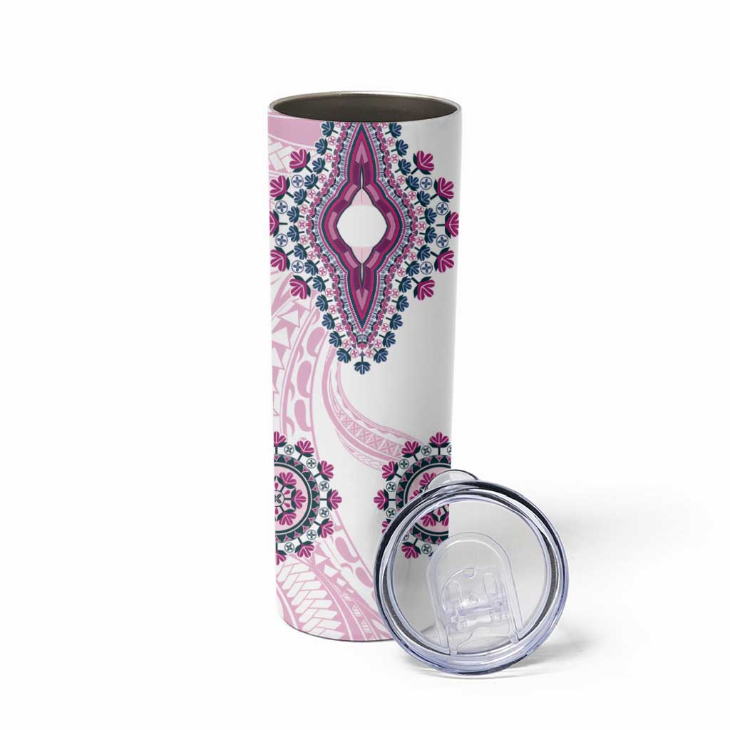 Africa Dashiki Skinny Tumbler With Polynesian Pattern Pink Version