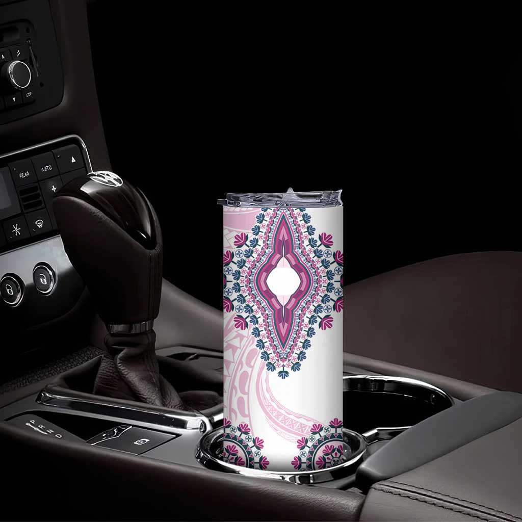 Africa Dashiki Skinny Tumbler With Polynesian Pattern Pink Version