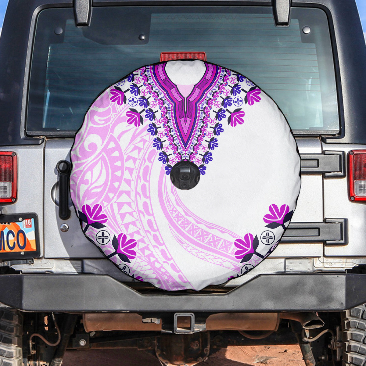 Africa Dashiki Spare Tire Cover With Polynesian Pattern Pink Version LT05 Pink - Polynesian Pride