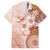 Tonga Ngatu Pattern With Light Tabasco Hibiscus Family Matching Off Shoulder Maxi Dress and Hawaiian Shirt Oil Painting Style LT05 Dad's Shirt - Short Sleeve Light Tabasco - Polynesian Pride