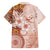 Tonga Ngatu Pattern With Light Tabasco Hibiscus Family Matching Off Shoulder Maxi Dress and Hawaiian Shirt Oil Painting Style LT05 - Polynesian Pride