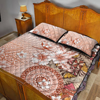 Tonga Ngatu Pattern With Light Tabasco Hibiscus Quilt Bed Set Oil Painting Style