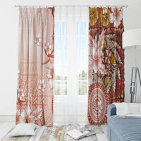 Tonga Ngatu Pattern With Light Tabasco Hibiscus Window Curtain Oil Painting Style