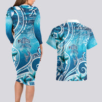 Polynesia World Ocean Day Couples Matching Long Sleeve Bodycon Dress and Hawaiian Shirt Ocean Style LT05 - Polynesian Pride