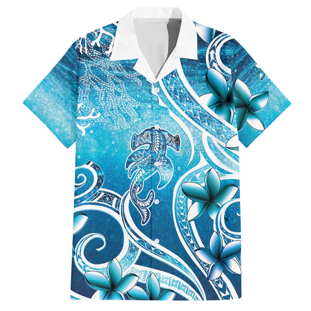 Polynesia World Ocean Day Family Matching Long Sleeve Bodycon Dress and Hawaiian Shirt Ocean Style LT05 Dad's Shirt - Short Sleeve Blue - Polynesian Pride