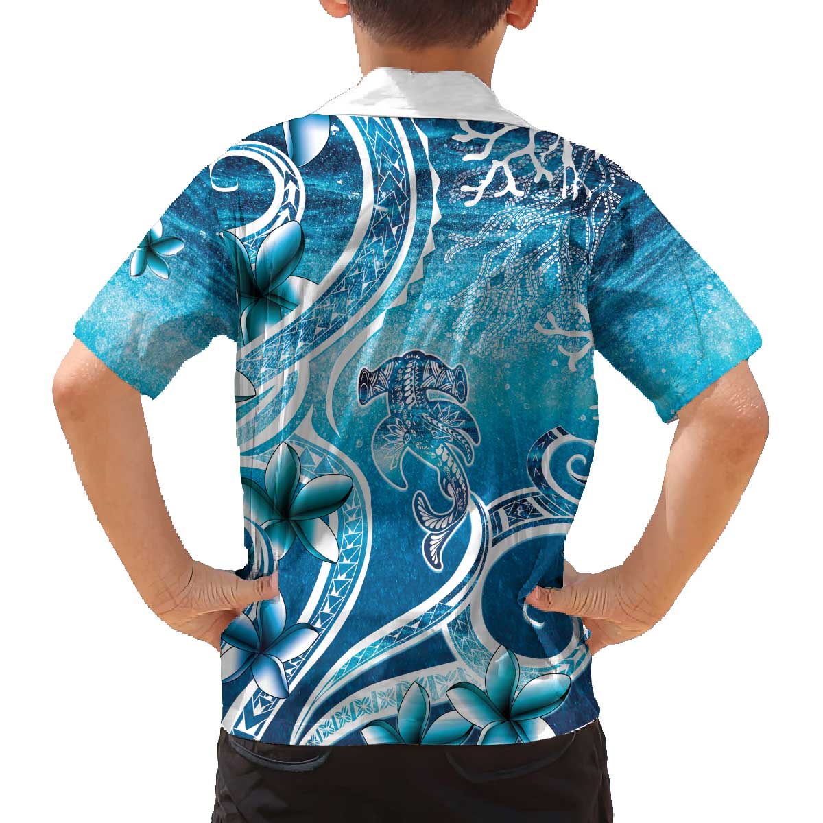 Polynesia World Ocean Day Family Matching Off The Shoulder Long Sleeve Dress and Hawaiian Shirt Ocean Style