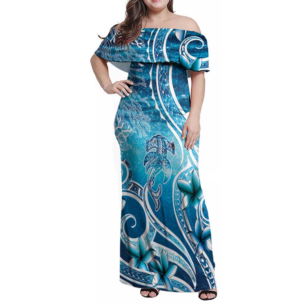 Polynesia World Ocean Day Family Matching Off Shoulder Maxi Dress and Hawaiian Shirt Ocean Style