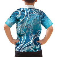 Polynesia World Ocean Day Family Matching Off Shoulder Short Dress and Hawaiian Shirt Ocean Style