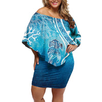 Polynesia World Ocean Day Family Matching Off Shoulder Short Dress and Hawaiian Shirt Ocean Style