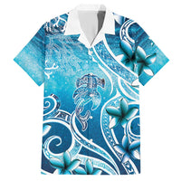 Polynesia World Ocean Day Family Matching Short Sleeve Bodycon Dress and Hawaiian Shirt Ocean Style LT05 Dad's Shirt - Short Sleeve Blue - Polynesian Pride