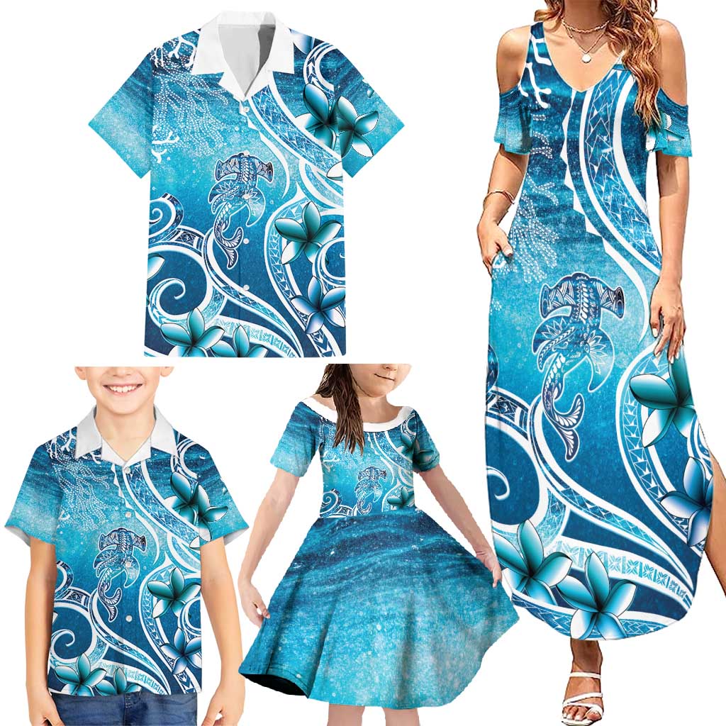Polynesia World Ocean Day Family Matching Summer Maxi Dress and Hawaiian Shirt Ocean Style