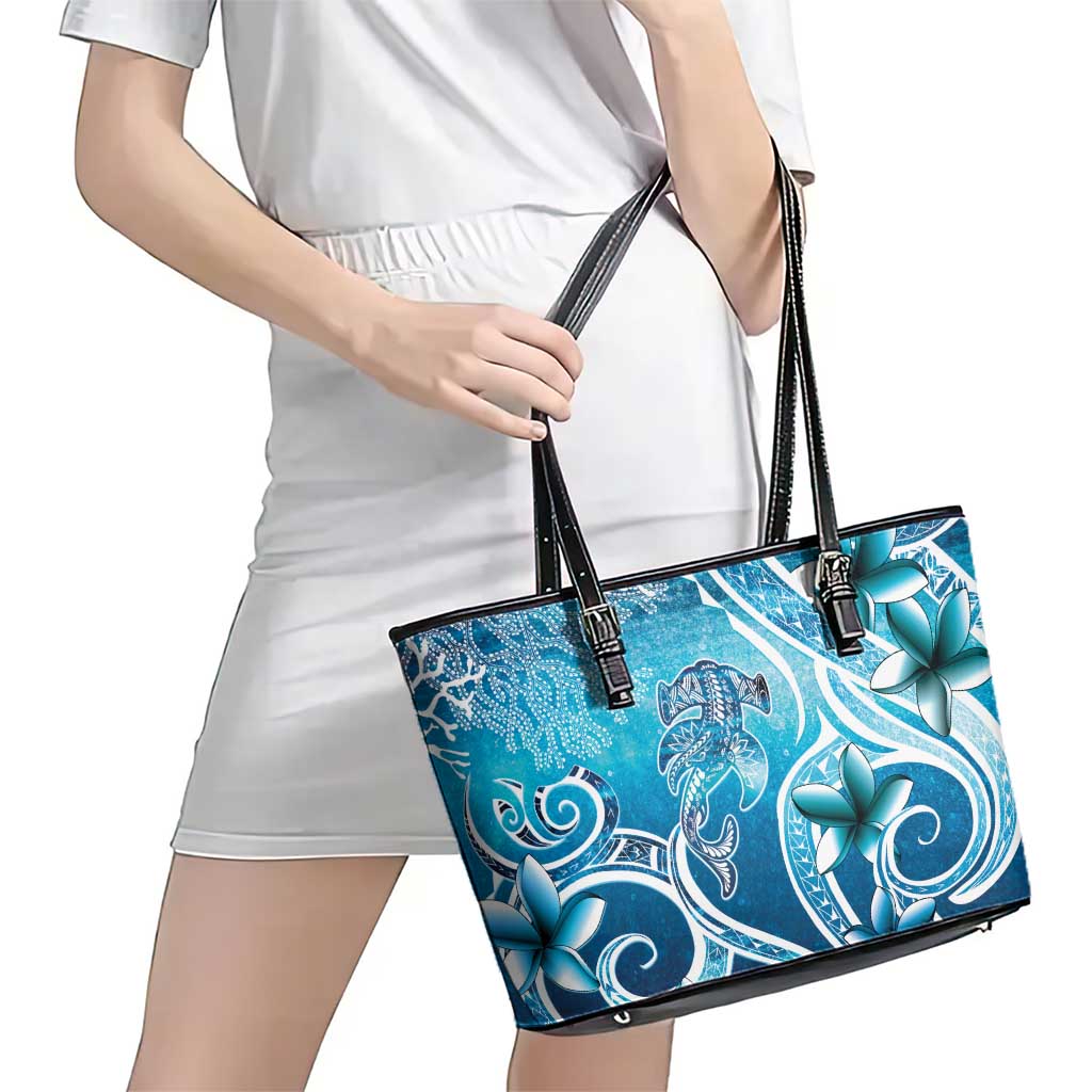 Polynesia World Ocean Day Leather Tote Bag Ocean Style
