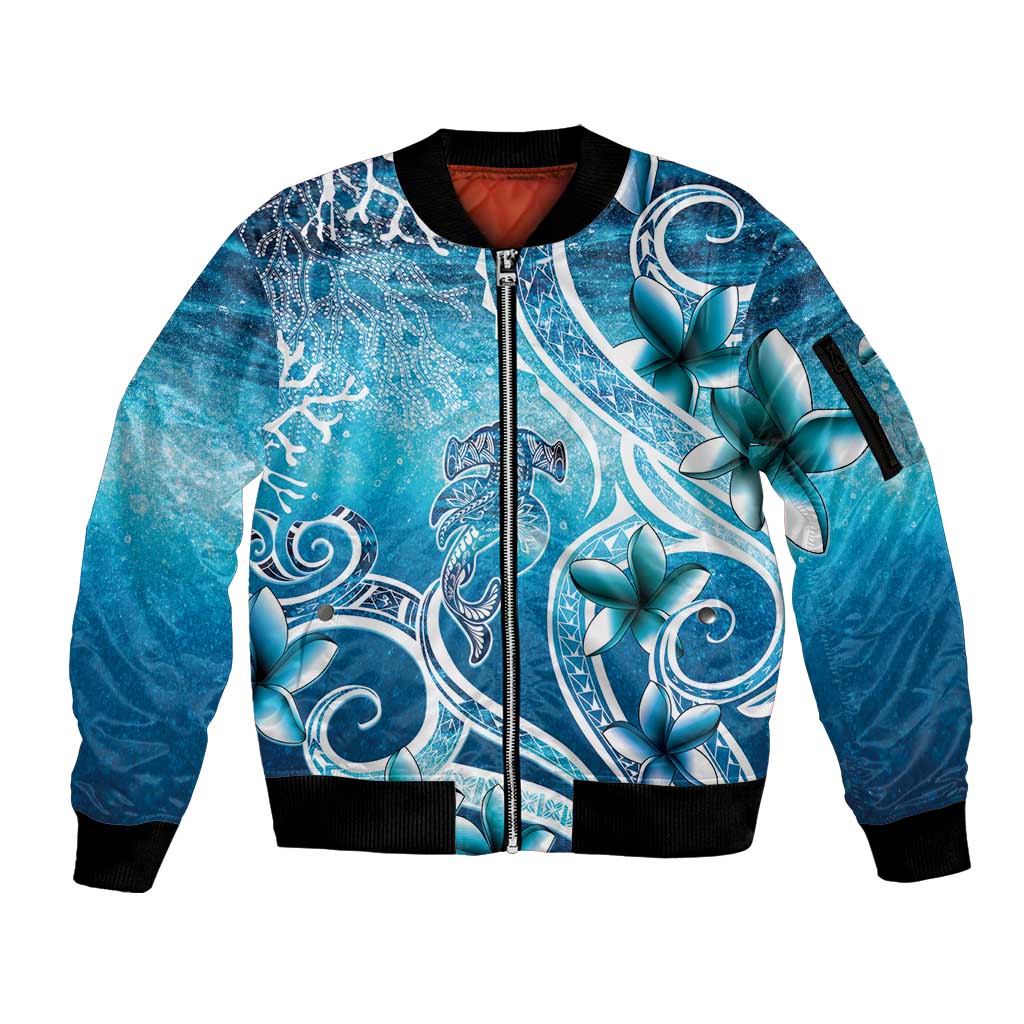Polynesia World Ocean Day Sleeve Zip Bomber Jacket Ocean Style