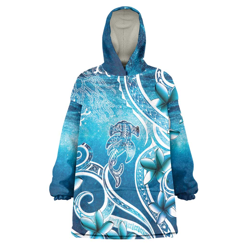 Polynesia World Ocean Day Wearable Blanket Hoodie Ocean Style LT05 One Size Blue - Polynesian Pride