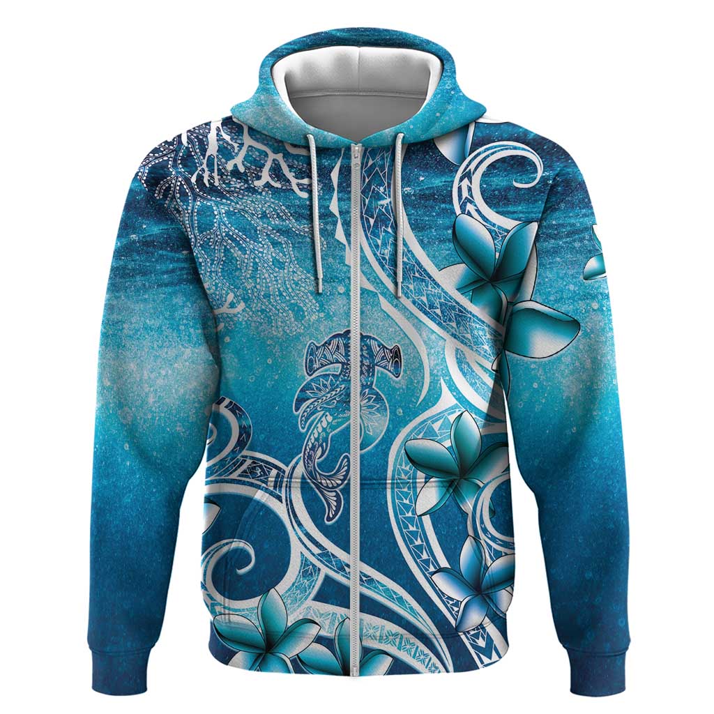 Polynesia World Ocean Day Zip Hoodie Ocean Style LT05 Zip Hoodie Blue - Polynesian Pride