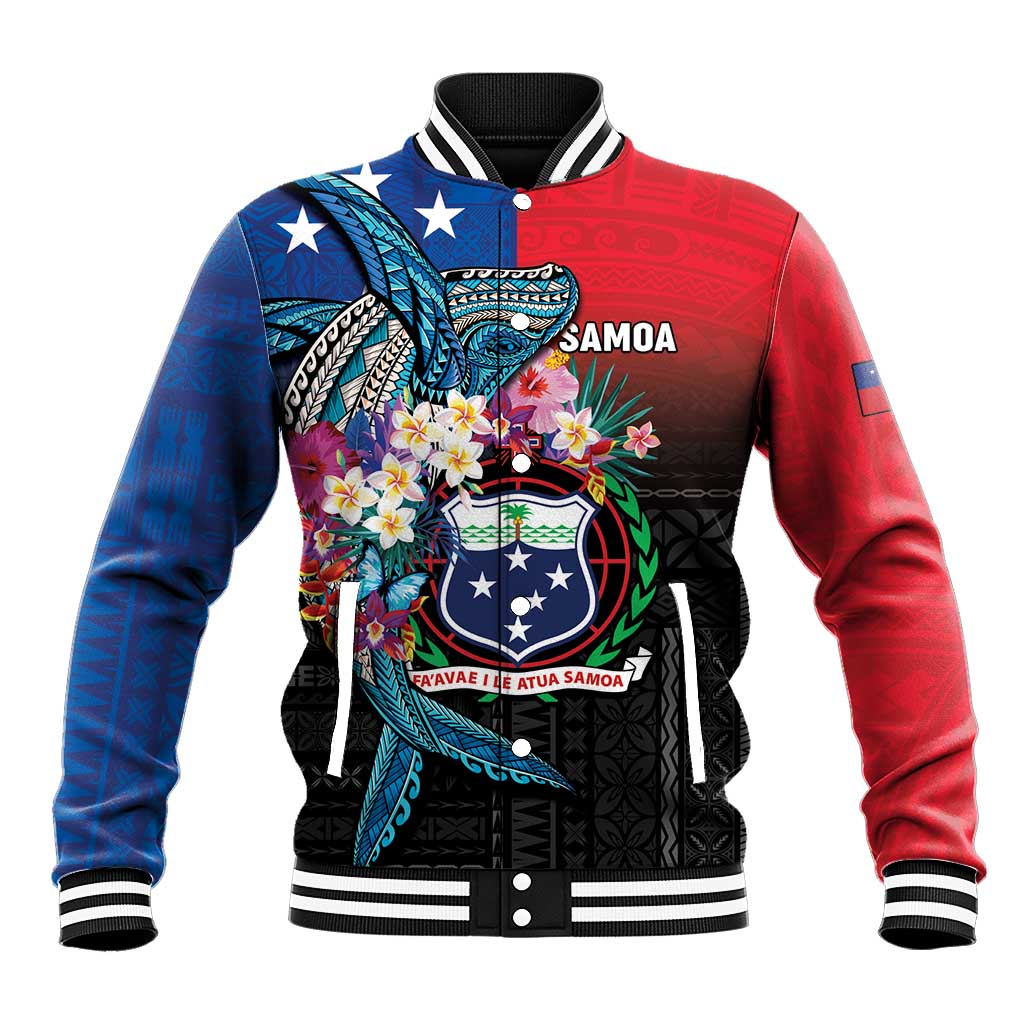 Samoa Baseball Jacket Humpback Whale Siapo Pattern