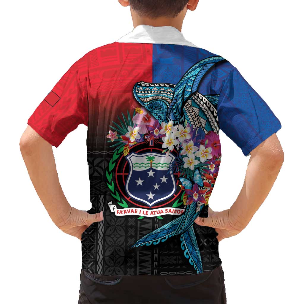 Samoa Family Matching Off Shoulder Short Dress and Hawaiian Shirt Humpback Whale Siapo Pattern