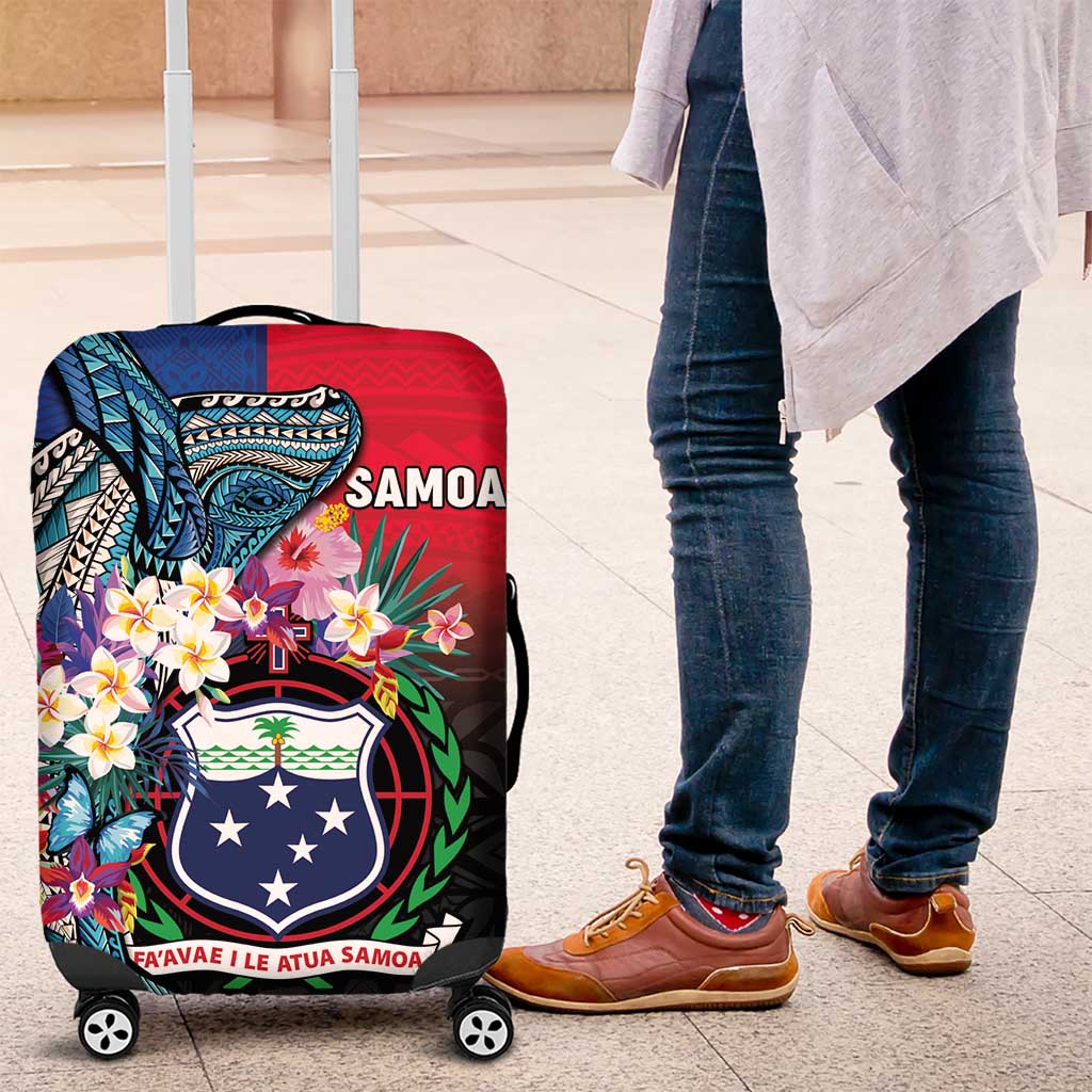 Samoa Luggage Cover Humpback Whale Siapo Pattern LT05 Blue - Polynesian Pride