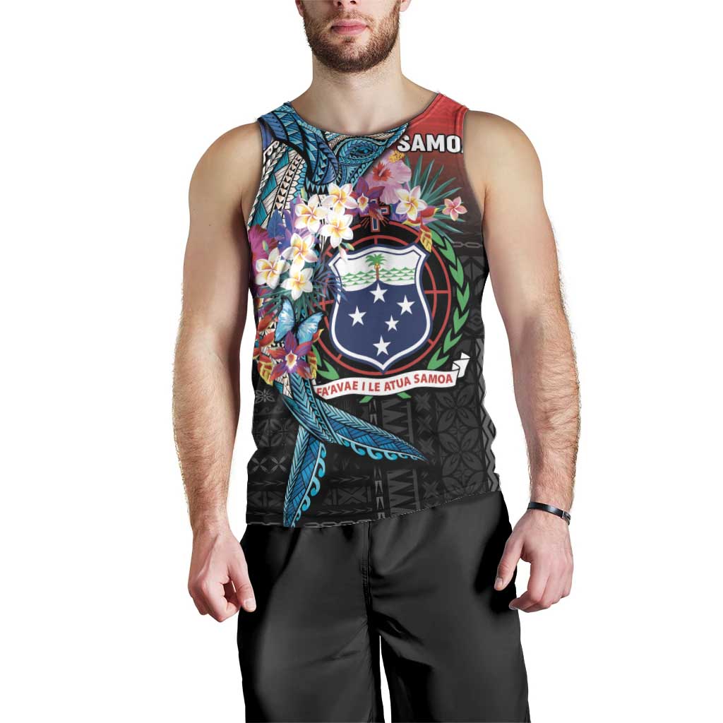Samoa Men Tank Top Humpback Whale Siapo Pattern