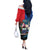 Samoa Off The Shoulder Long Sleeve Dress Humpback Whale Siapo Pattern
