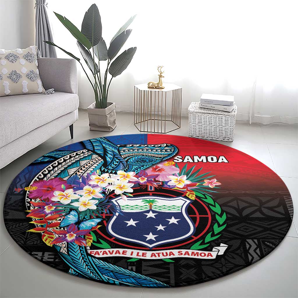 Samoa Round Carpet Humpback Whale Siapo Pattern LT05 - Polynesian Pride