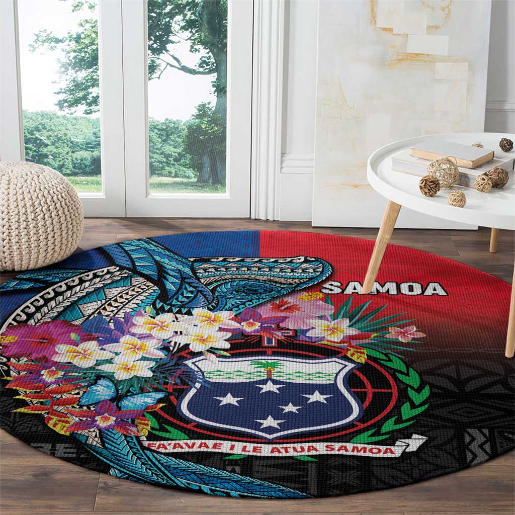 Samoa Round Carpet Humpback Whale Siapo Pattern LT05 - Polynesian Pride
