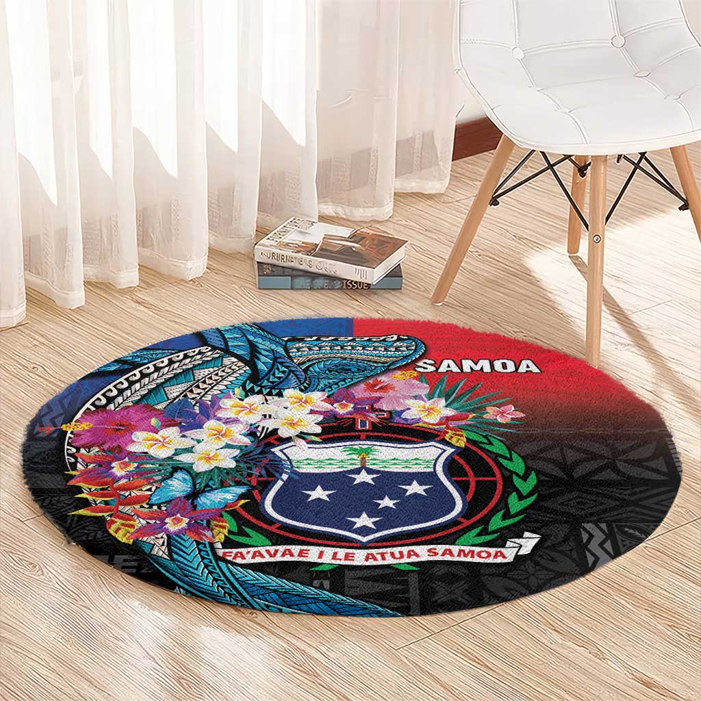 Samoa Round Carpet Humpback Whale Siapo Pattern LT05 - Polynesian Pride