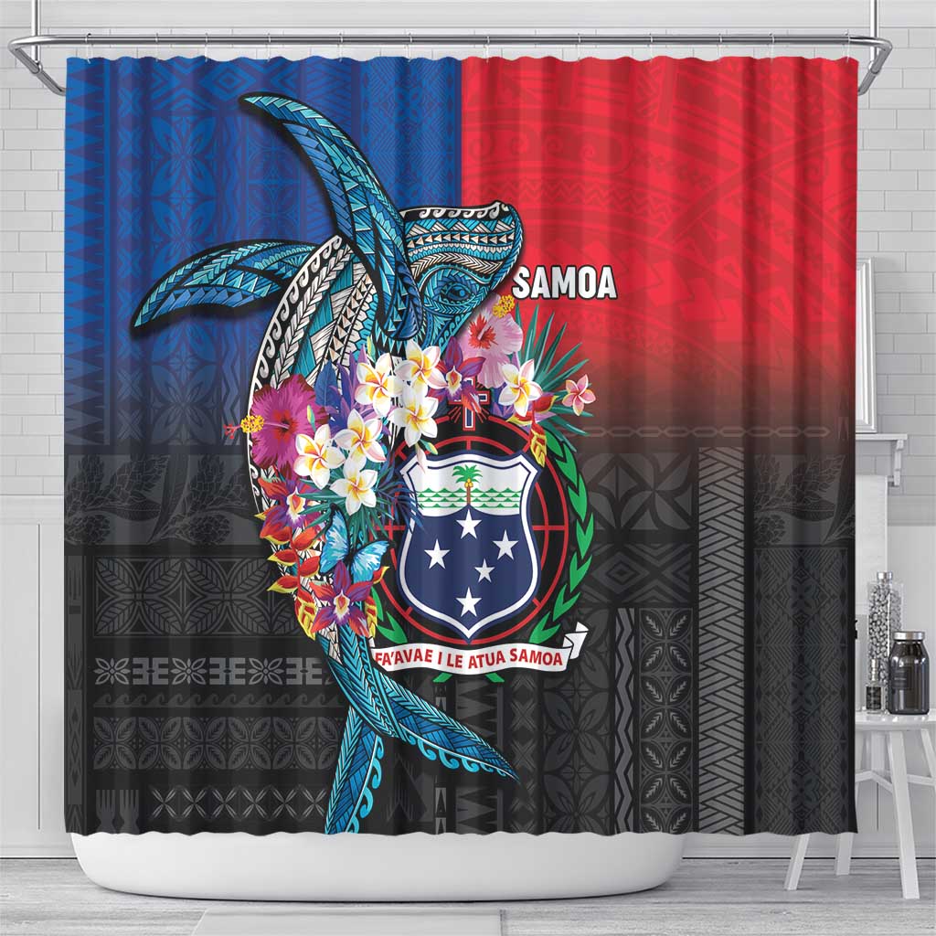 Samoa Shower Curtain Humpback Whale Siapo Pattern LT05 - Polynesian Pride