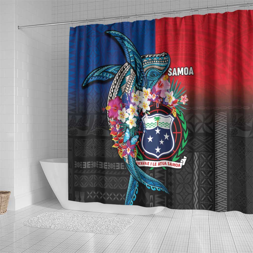Samoa Shower Curtain Humpback Whale Siapo Pattern LT05 - Polynesian Pride