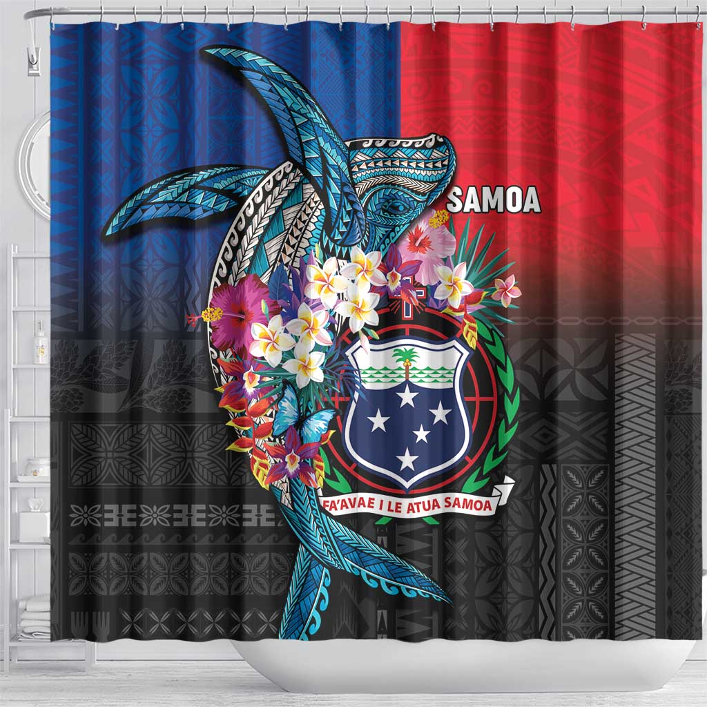 Samoa Shower Curtain Humpback Whale Siapo Pattern LT05 - Polynesian Pride