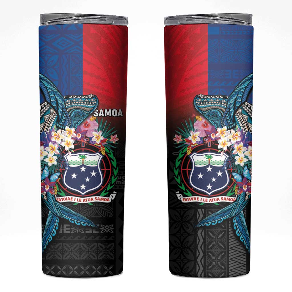 Samoa Skinny Tumbler Humpback Whale Siapo Pattern LT05 Blue - Polynesian Pride