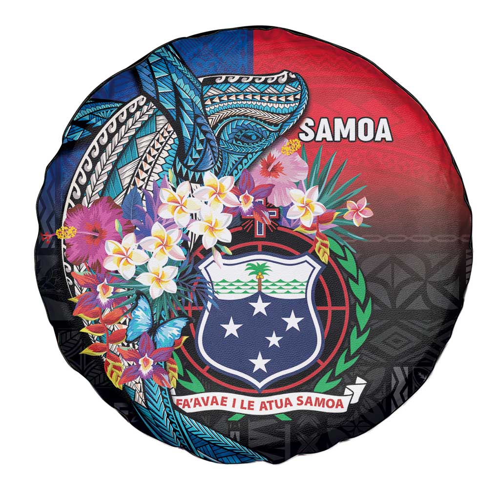 Samoa Spare Tire Cover Humpback Whale Siapo Pattern