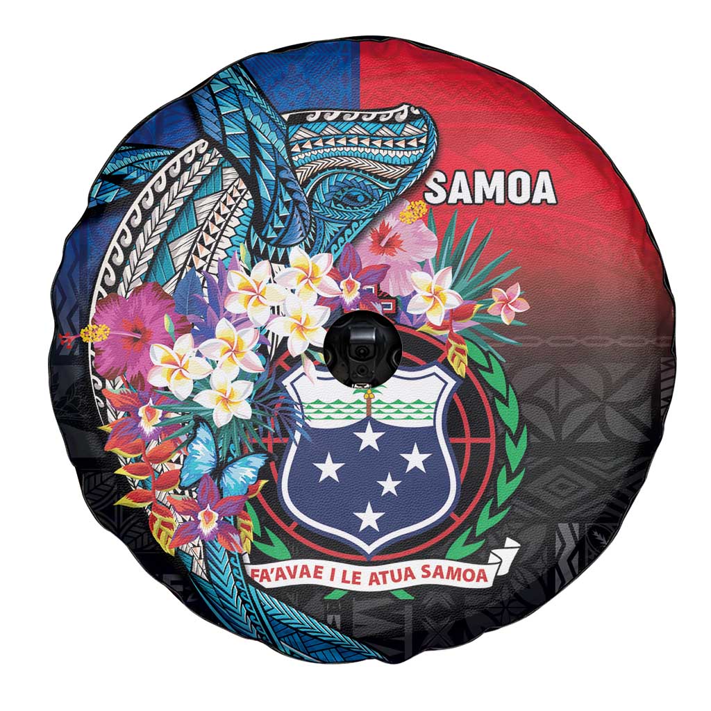 Samoa Spare Tire Cover Humpback Whale Siapo Pattern