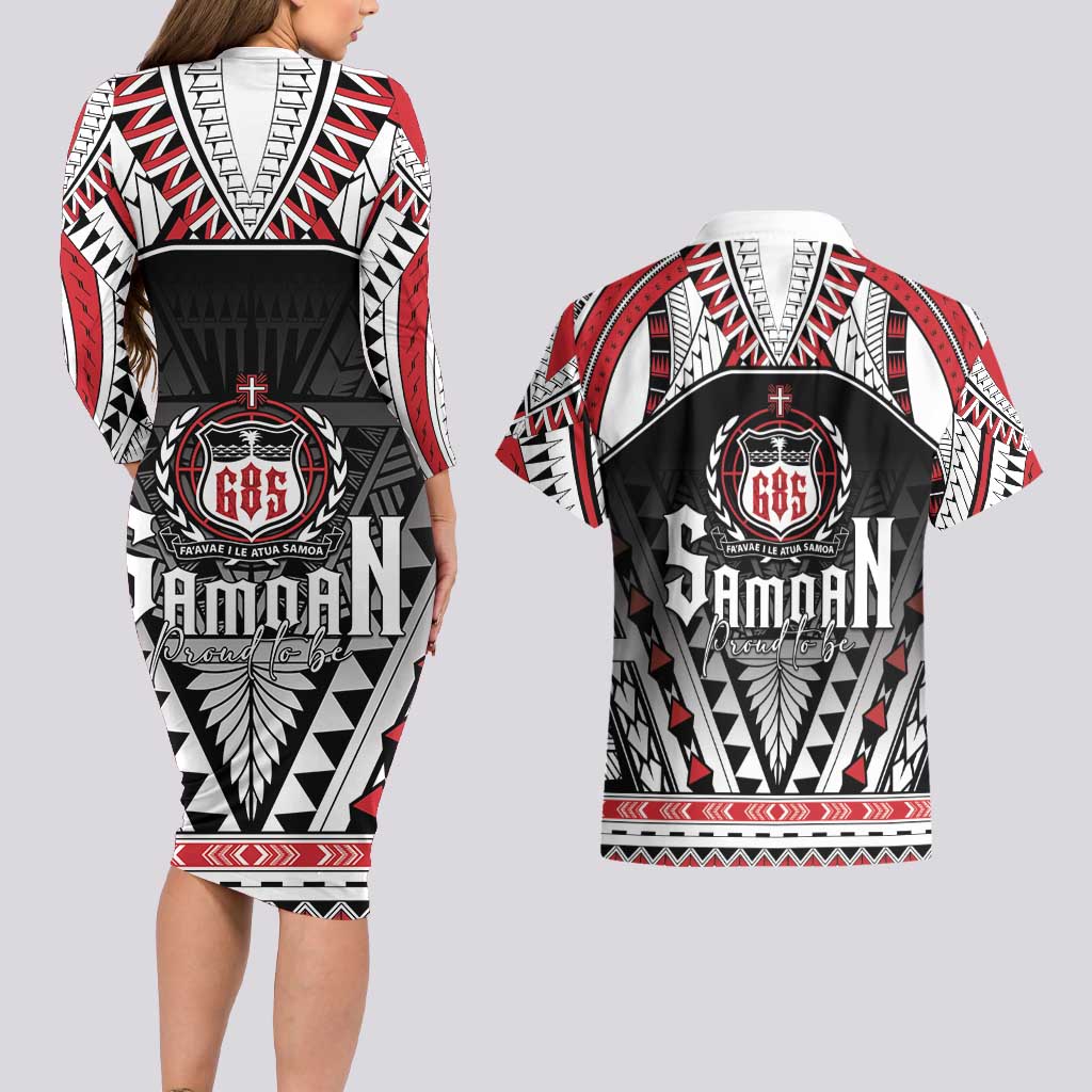 Samoa Independence Day Couples Matching Long Sleeve Bodycon Dress and Hawaiian Shirt Proud To Be Samoan