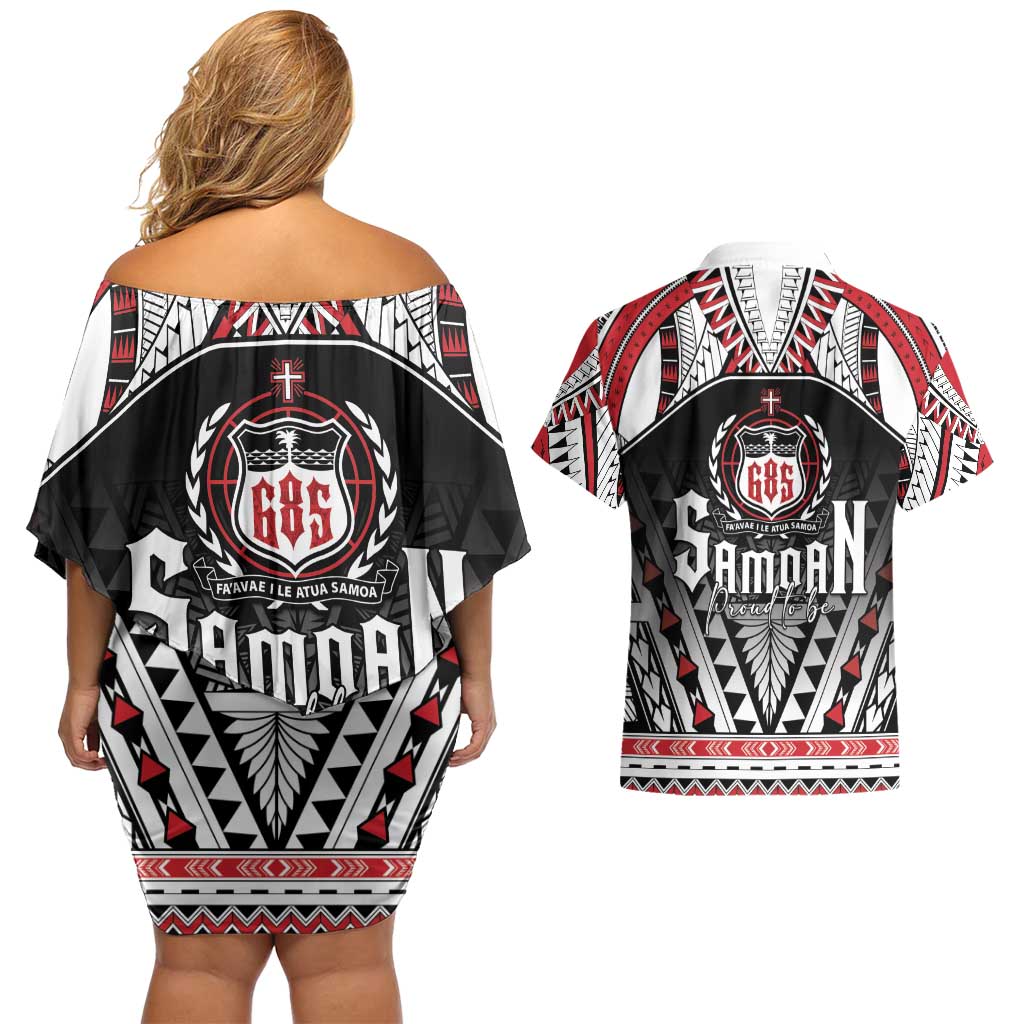 Samoa Independence Day Couples Matching Off Shoulder Short Dress and Hawaiian Shirt Proud To Be Samoan