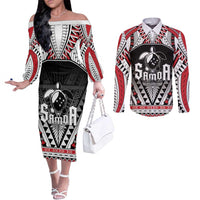 Samoa Independence Day Couples Matching Off The Shoulder Long Sleeve Dress and Long Sleeve Button Shirt Proud To Be Samoan