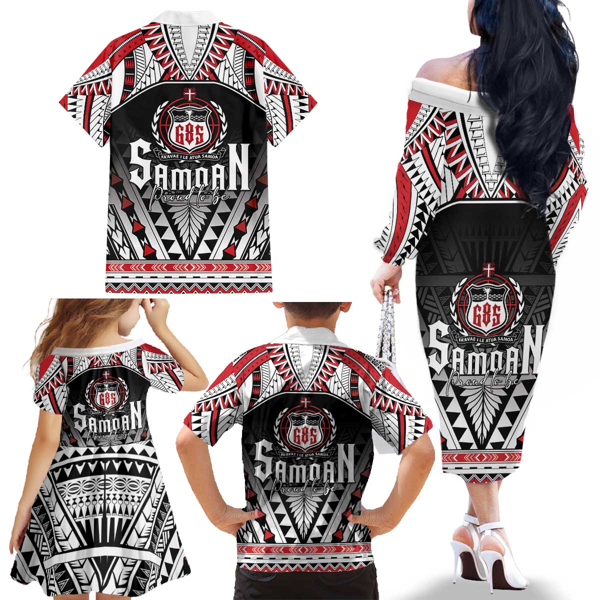 Samoa Independence Day Family Matching Off The Shoulder Long Sleeve Dress and Hawaiian Shirt Proud To Be Samoan