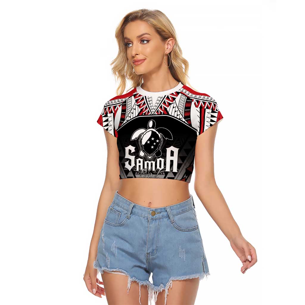 Samoa Independence Day Raglan Cropped T Shirt Proud To Be Samoan LT05 Female Black - Polynesian Pride