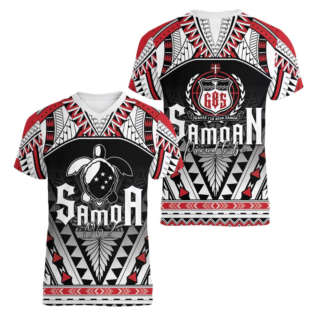 Samoa Independence Day Women V-Neck T-Shirt Proud To Be Samoan LT05 - Polynesian Pride