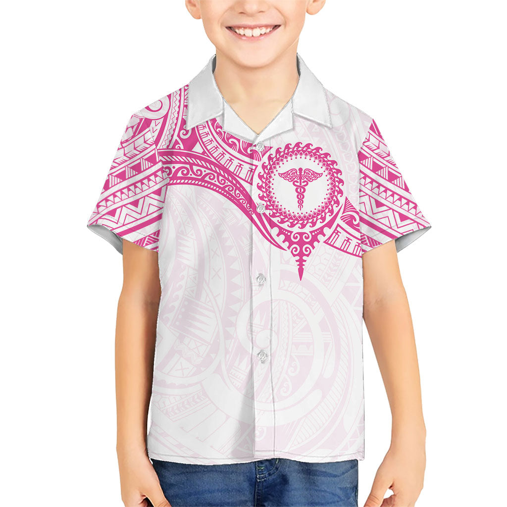 Personalised New Zealand Aotearoa Family Matching Mermaid Dress and Hawaiian Shirt Nurse Tribal Pink Version