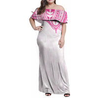 Personalised New Zealand Aotearoa Family Matching Off Shoulder Maxi Dress and Hawaiian Shirt Nurse Tribal Pink Version