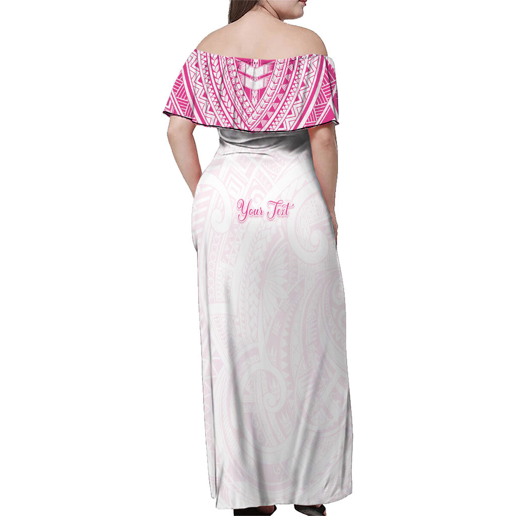 Personalised New Zealand Aotearoa Family Matching Off Shoulder Maxi Dress and Hawaiian Shirt Nurse Tribal Pink Version