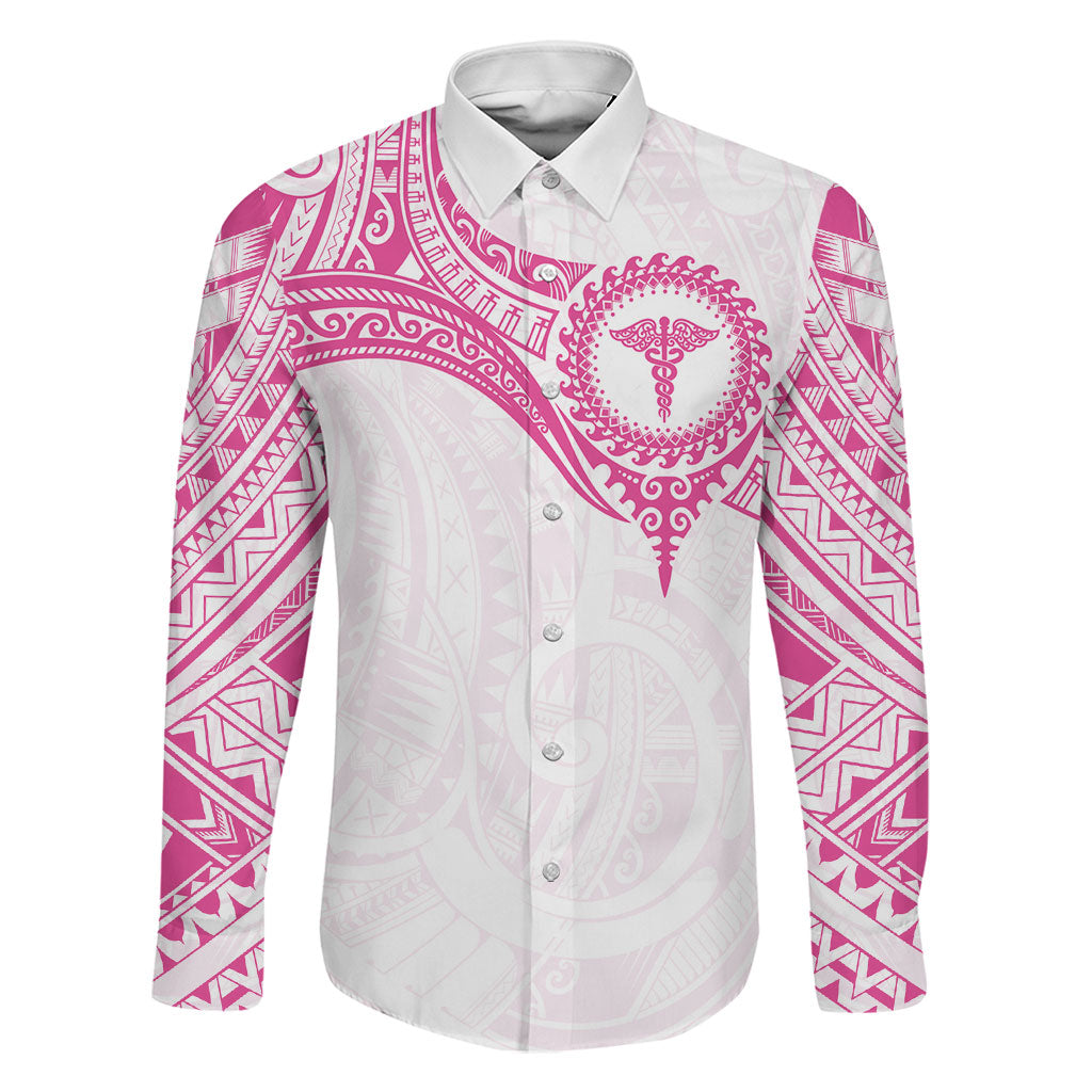Personalised New Zealand Aotearoa Family Matching Off Shoulder Short Dress and Hawaiian Shirt Nurse Tribal Pink Version