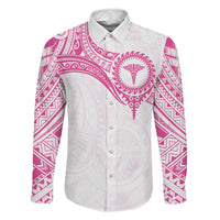 Personalised New Zealand Aotearoa Family Matching Off Shoulder Short Dress and Hawaiian Shirt Nurse Tribal Pink Version