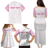 Personalised New Zealand Aotearoa Family Matching Puletasi and Hawaiian Shirt Nurse Tribal Pink Version