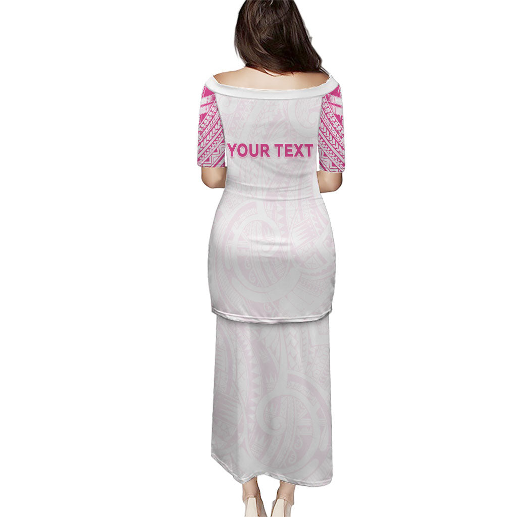 Personalised New Zealand Aotearoa Family Matching Puletasi and Hawaiian Shirt Nurse Tribal Pink Version
